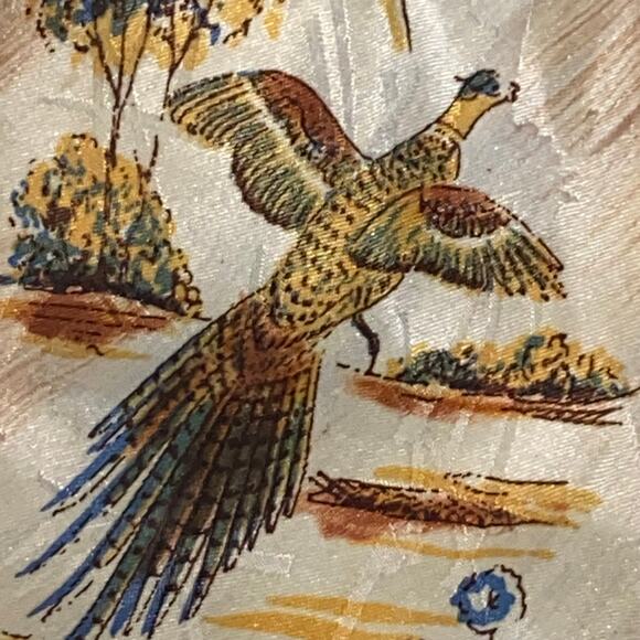 Vtg Gildners Necktie Silk Hand Printed Brown Pheasant Changeant Weave 53 x 4 - Picture 2 of 7